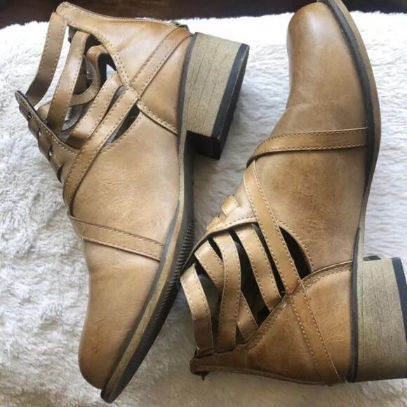 Womens ETC Ankle Boots Booties Shoes Tan - Picture 2 of 12